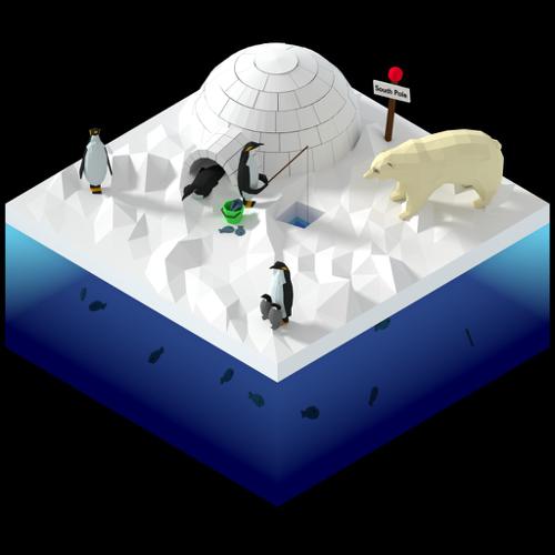 Isometric Low Poly SouthPole Scene preview image